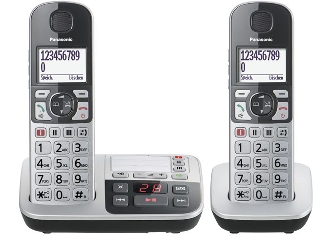 Panasonic KX-TGE522 GS Seniorentelefon SOS-Taste mit AB + Mo